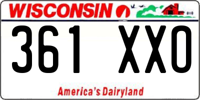 WI license plate 361XXO