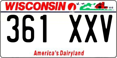 WI license plate 361XXV