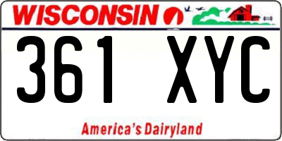 WI license plate 361XYC