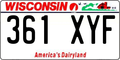 WI license plate 361XYF