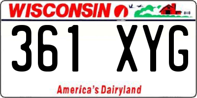 WI license plate 361XYG