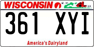 WI license plate 361XYI