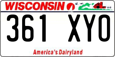 WI license plate 361XYO