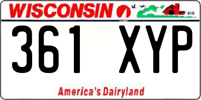 WI license plate 361XYP