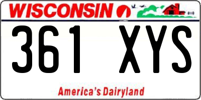 WI license plate 361XYS