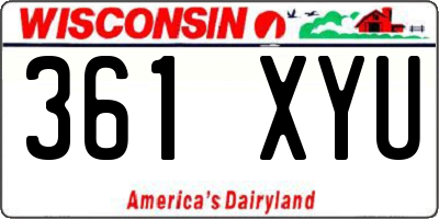 WI license plate 361XYU