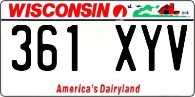 WI license plate 361XYV
