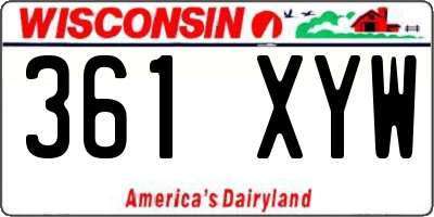 WI license plate 361XYW