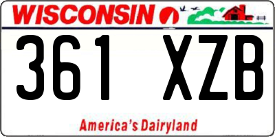 WI license plate 361XZB