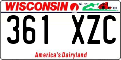 WI license plate 361XZC