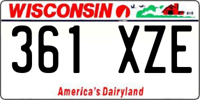 WI license plate 361XZE