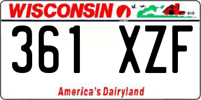 WI license plate 361XZF