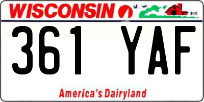 WI license plate 361YAF