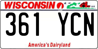 WI license plate 361YCN