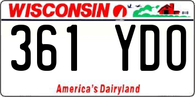 WI license plate 361YDO