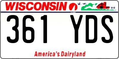 WI license plate 361YDS