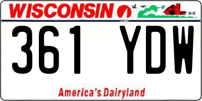 WI license plate 361YDW