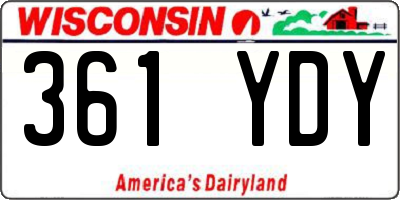 WI license plate 361YDY