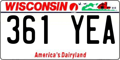 WI license plate 361YEA