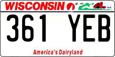 WI license plate 361YEB