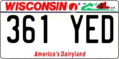 WI license plate 361YED