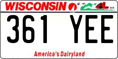 WI license plate 361YEE