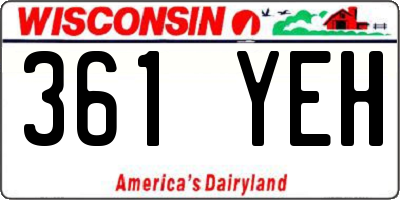 WI license plate 361YEH