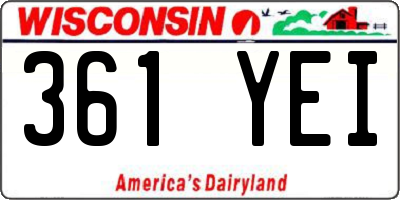 WI license plate 361YEI