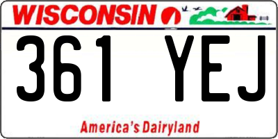 WI license plate 361YEJ
