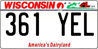 WI license plate 361YEL