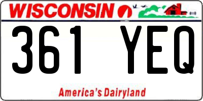 WI license plate 361YEQ
