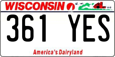 WI license plate 361YES
