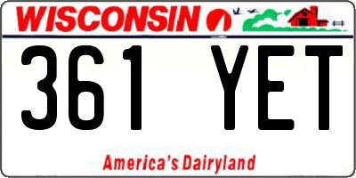WI license plate 361YET