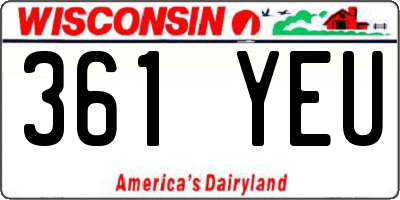WI license plate 361YEU