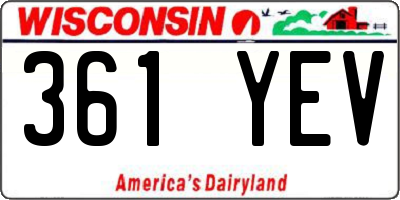 WI license plate 361YEV