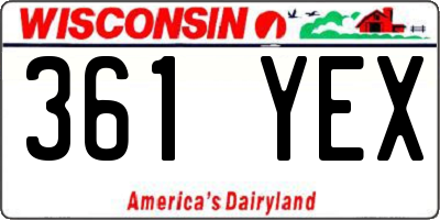 WI license plate 361YEX