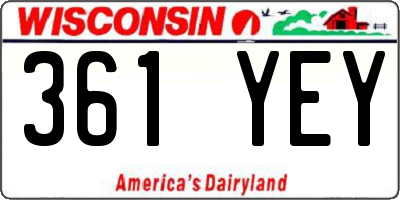 WI license plate 361YEY
