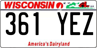 WI license plate 361YEZ