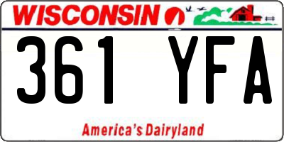 WI license plate 361YFA