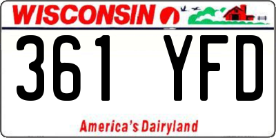 WI license plate 361YFD