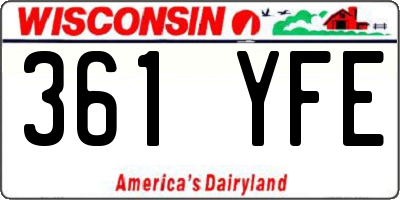 WI license plate 361YFE