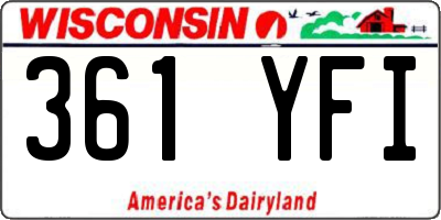 WI license plate 361YFI