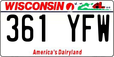 WI license plate 361YFW