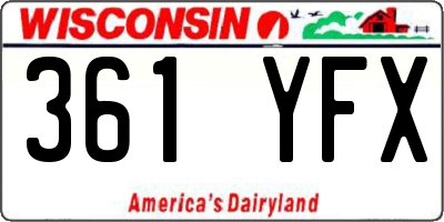 WI license plate 361YFX