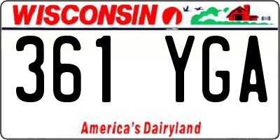WI license plate 361YGA