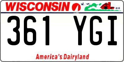 WI license plate 361YGI