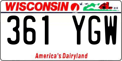 WI license plate 361YGW