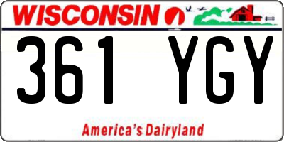 WI license plate 361YGY