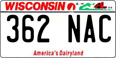 WI license plate 362NAC