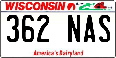 WI license plate 362NAS